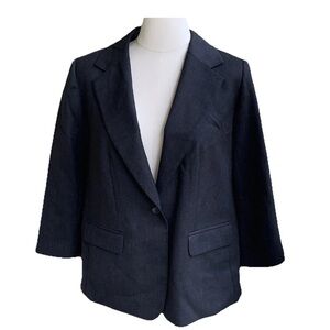 Pendleton Blazer Jacket Virgin Wool Charcoal Gray One Button Womens Plus 18W